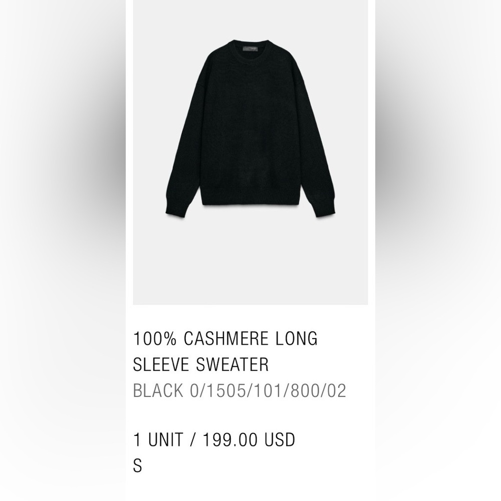 Zara Black Cashmere Crew Neck Sweater